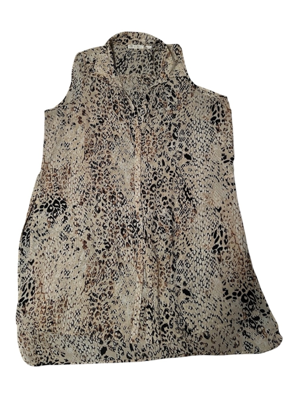 Spense Beige and Black Sleeveless Animal Print Tunic Plus Size
